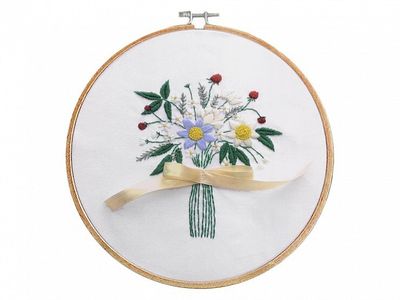 Floral Embroidery Kit with Hoop