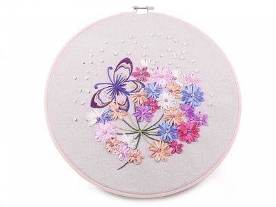 Floral Ribbon Embroidery Kit with Hoop