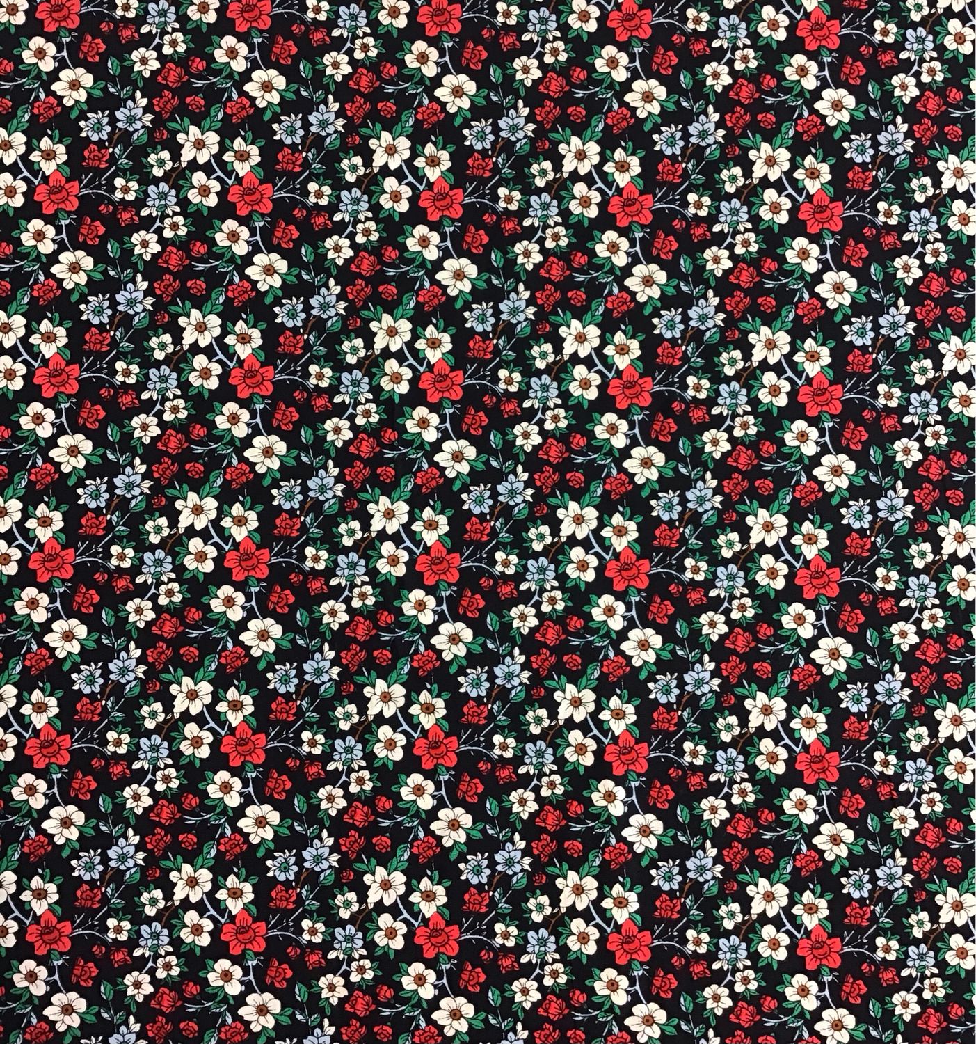 Black Cotton with Flowers