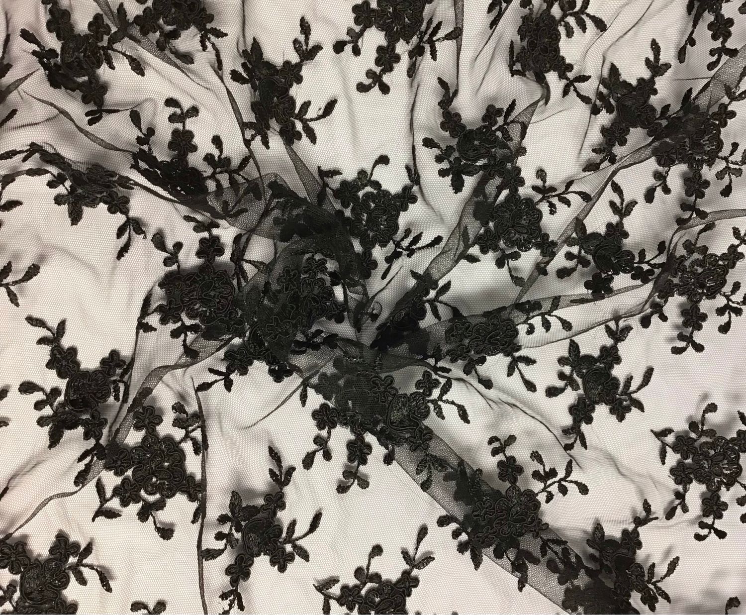 Embroidered Floral Tulle- Black