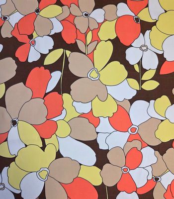 Cotton Satin- Coral/ Beige