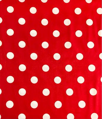Cotton Satin- Red with White Dots