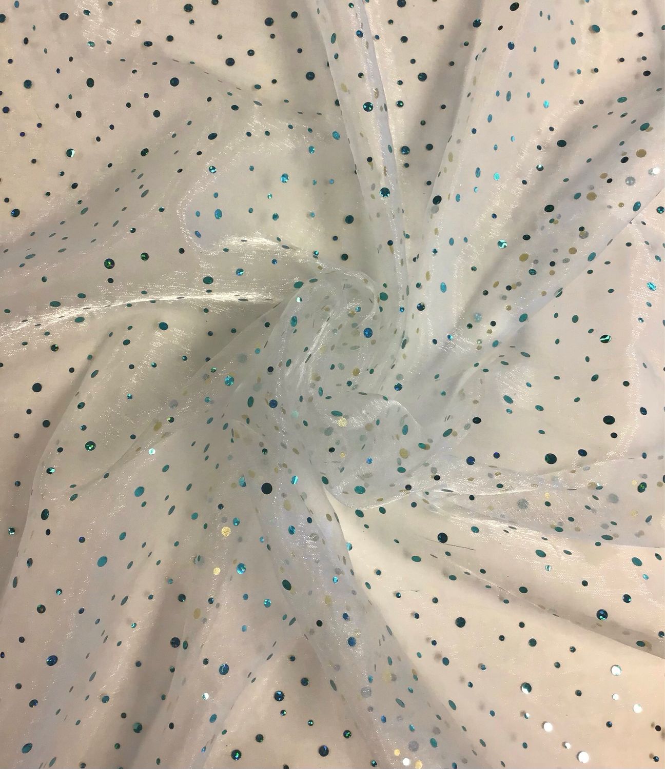 Sequins Dot Organza- Blue