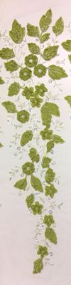 Ribbon Embroidered Tulle with Sequins and Beads- Panel- Green