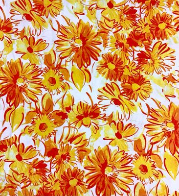 Yellow,orange Flowers Linen Viscose
