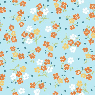 Carnaby Street Flowers and Dots Light Blue