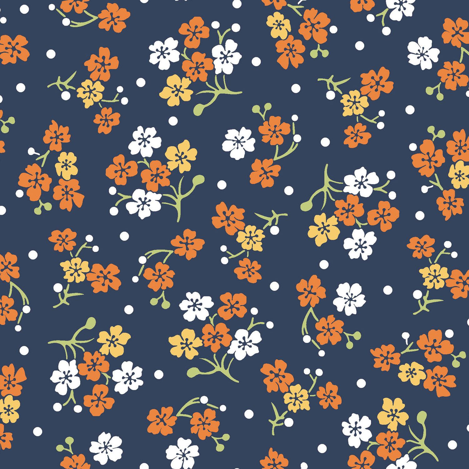 Carnaby Street Flowers and Dots Navy