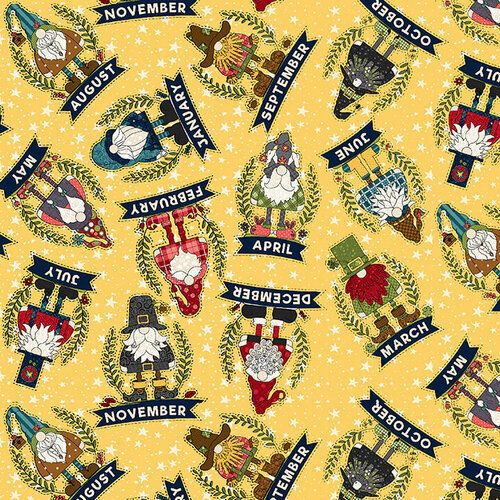 Gnome for the holidays- Gnomes Tossed Allover- Yellow