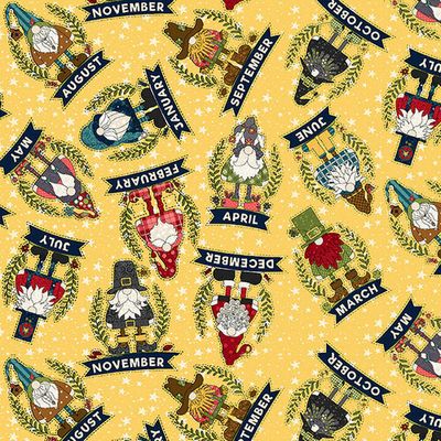Gnome for the holidays- Gnomes Tossed Allover- Yellow