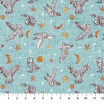 Forest Fable- Owl- Multi Blue