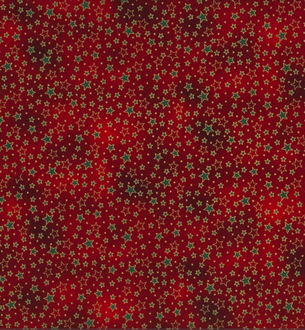 John Louden Christmas Fabric- Stars on red