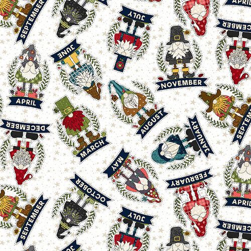 Gnome for the holidays- Gnomes Tossed Allover- White