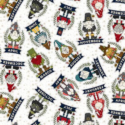 Gnome for the holidays- Gnomes Tossed Allover- White