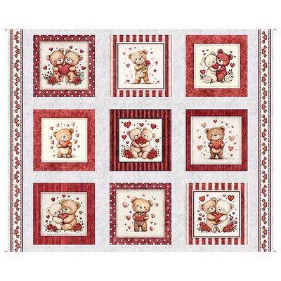 Hearts And Hugs- Bears &amp; Hearts Picture Patches Panel