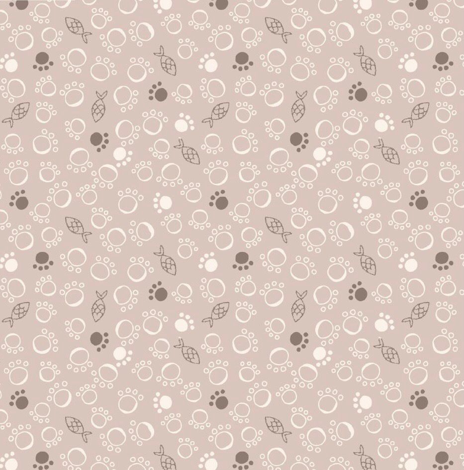 Purrfect Cats- Paw Print- Beige