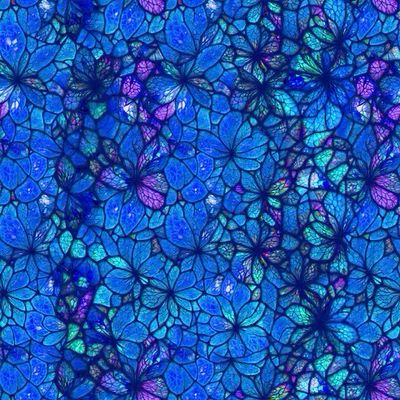 Sonny In The Sunflowers- Stained Glass Petals- Blue