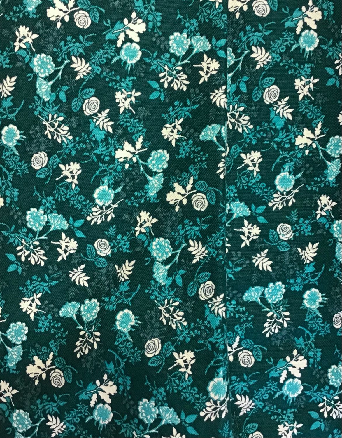 Autumn Leaves Stof Teal Flowers