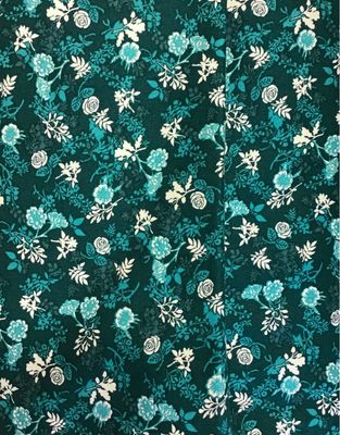 Autumn Leaves Stof Teal Flowers