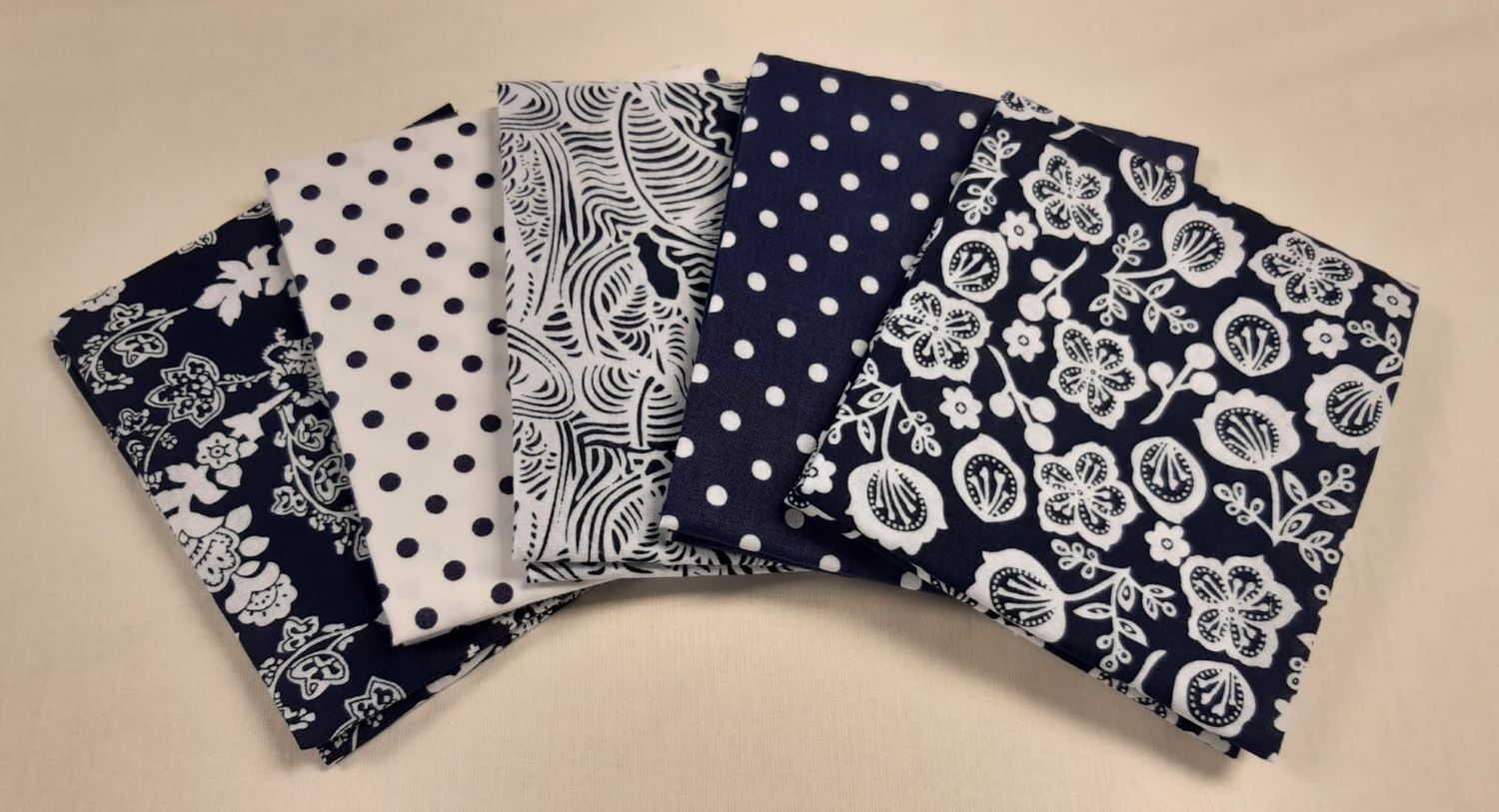 Navy And White Fat Quarter Bundle
