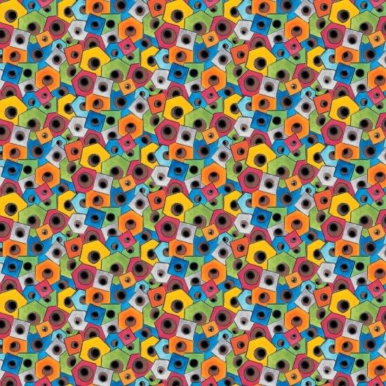 Tool Time - Colourful Nuts - Blank Quilting