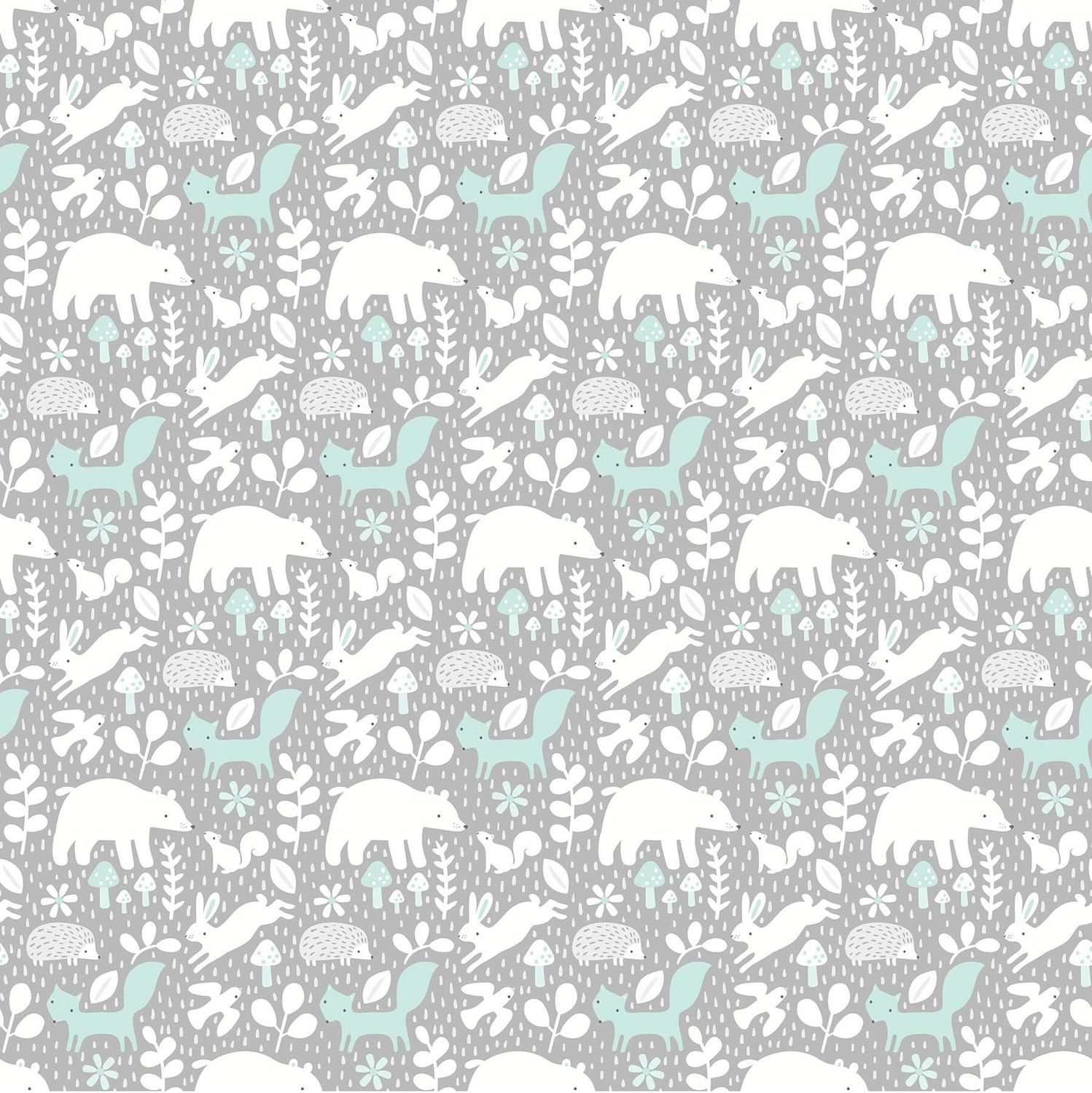 Hello Little One Forest Gathering Grey Turquoise