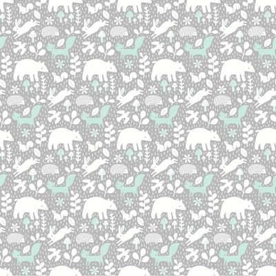 Hello Little One Forest Gathering Grey Turquoise