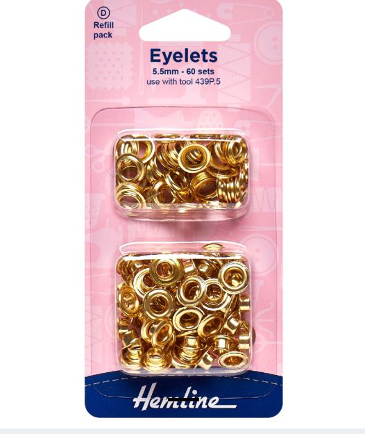 Eyelets Refill Pack: 5.5mm: Gold and Brass: (D): 60 Pieces