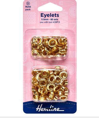 Eyelets Refill Pack: 5.5mm: Gold and Brass: (D): 60 Pieces
