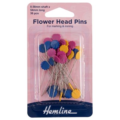 Pins: Flower-Flat Head: 54mm: Nickel: 36 Pieces