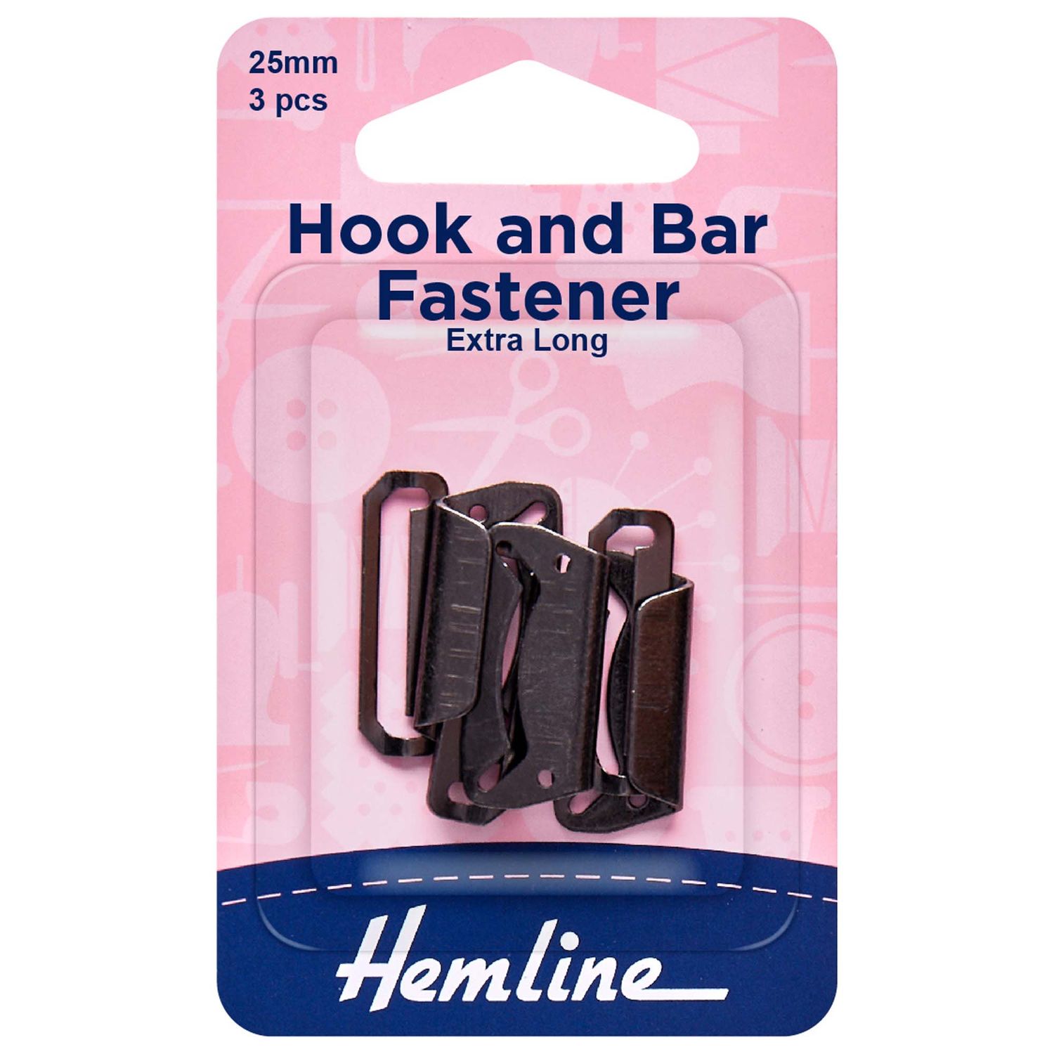 Hook and Bar Fastener: Black - 25mm