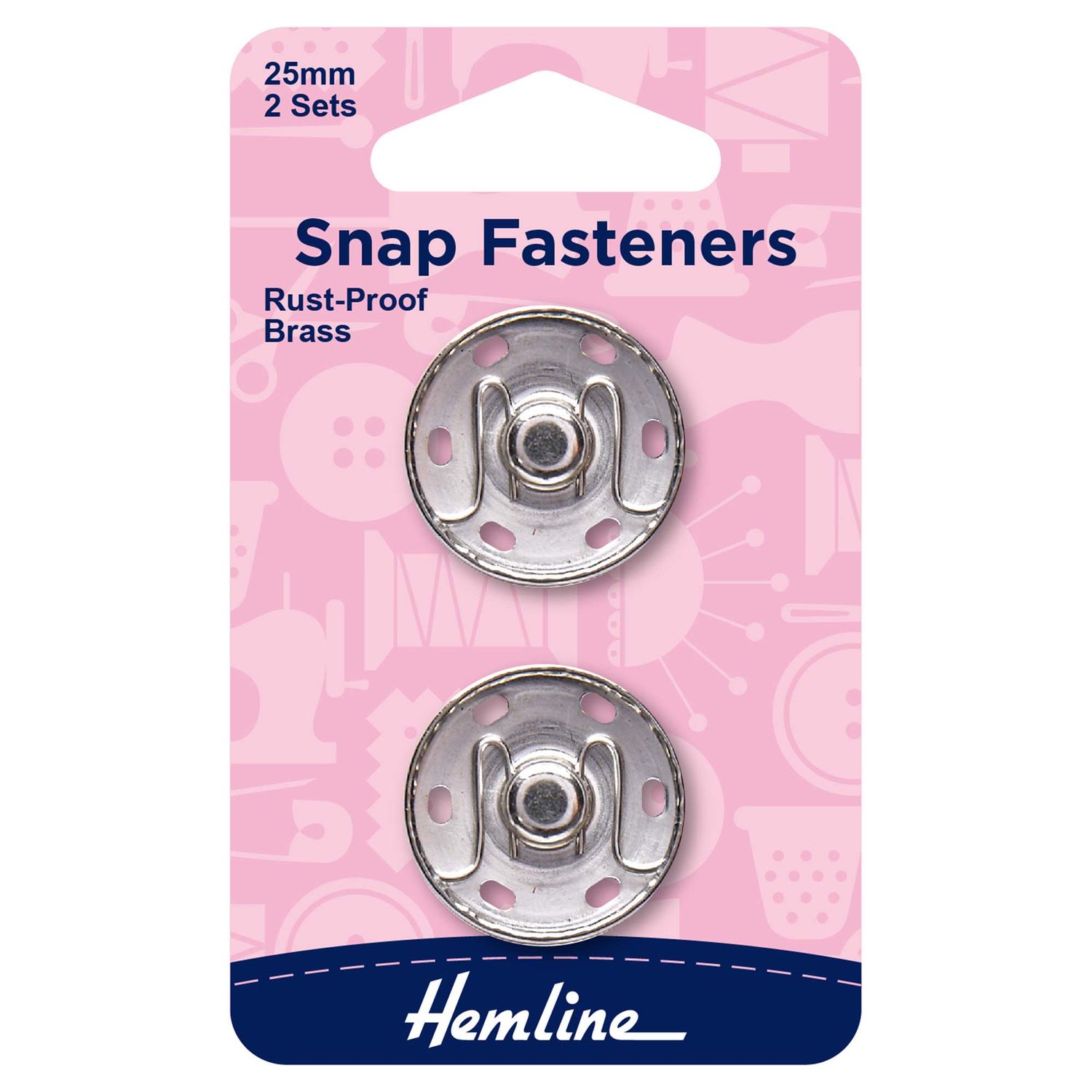 Snap Fasteners: Sew-on: Silver: 25mm: Pack of 2