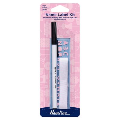 Name Label Kit: Iron on Tape with Pen and Stencil