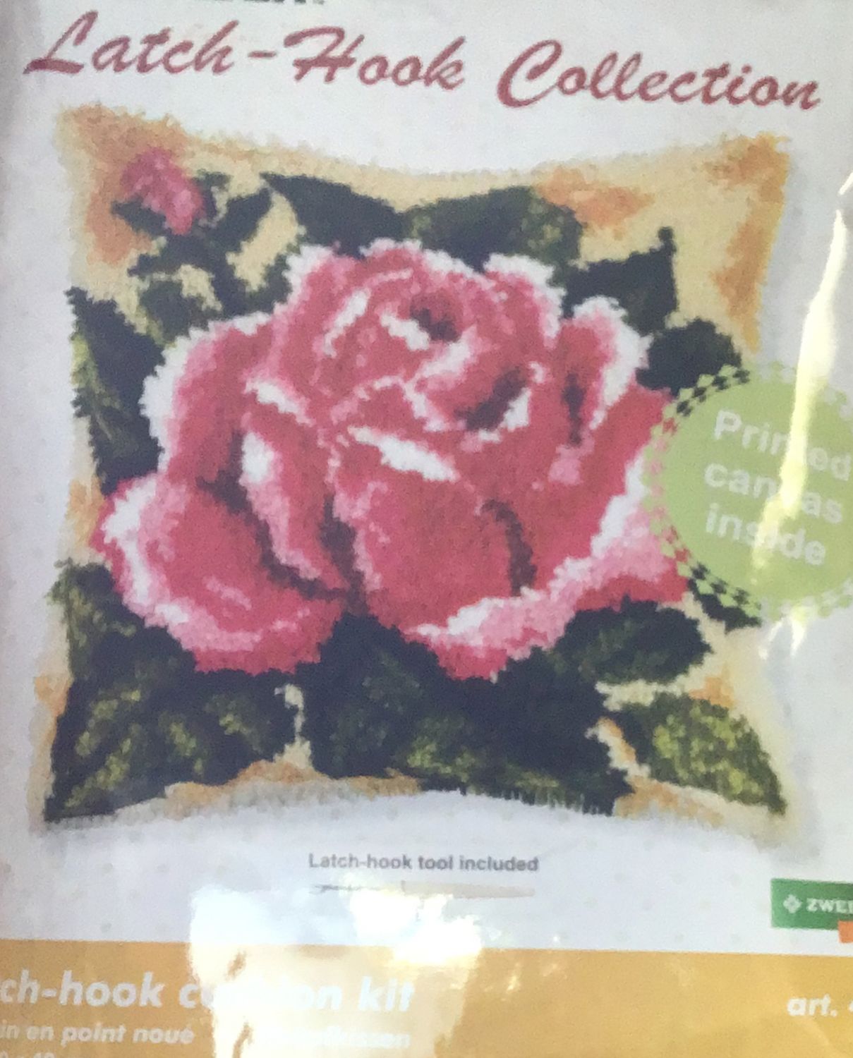 Latch Hook Cushion Kit -Rose