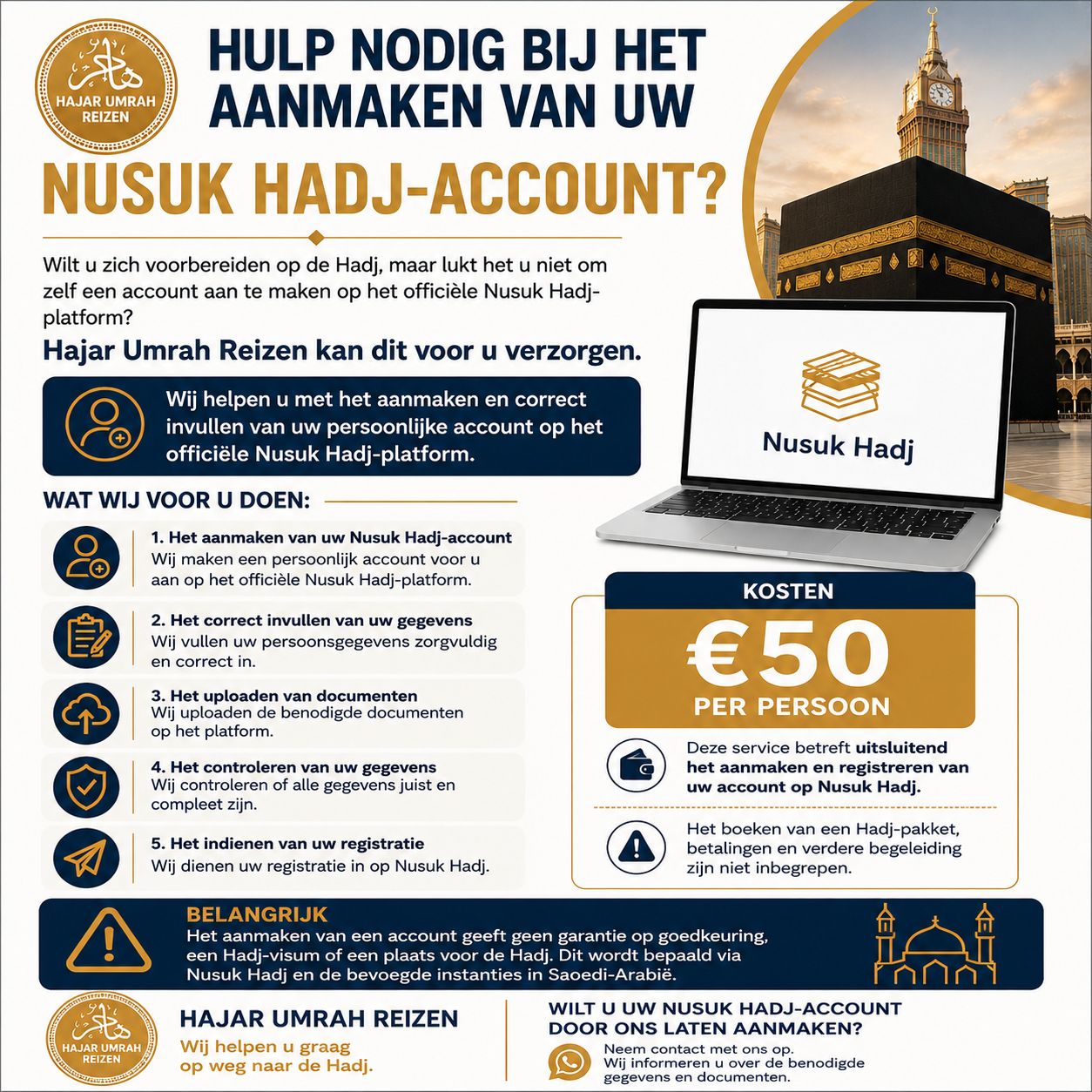 Hadj account maken via Nusuk