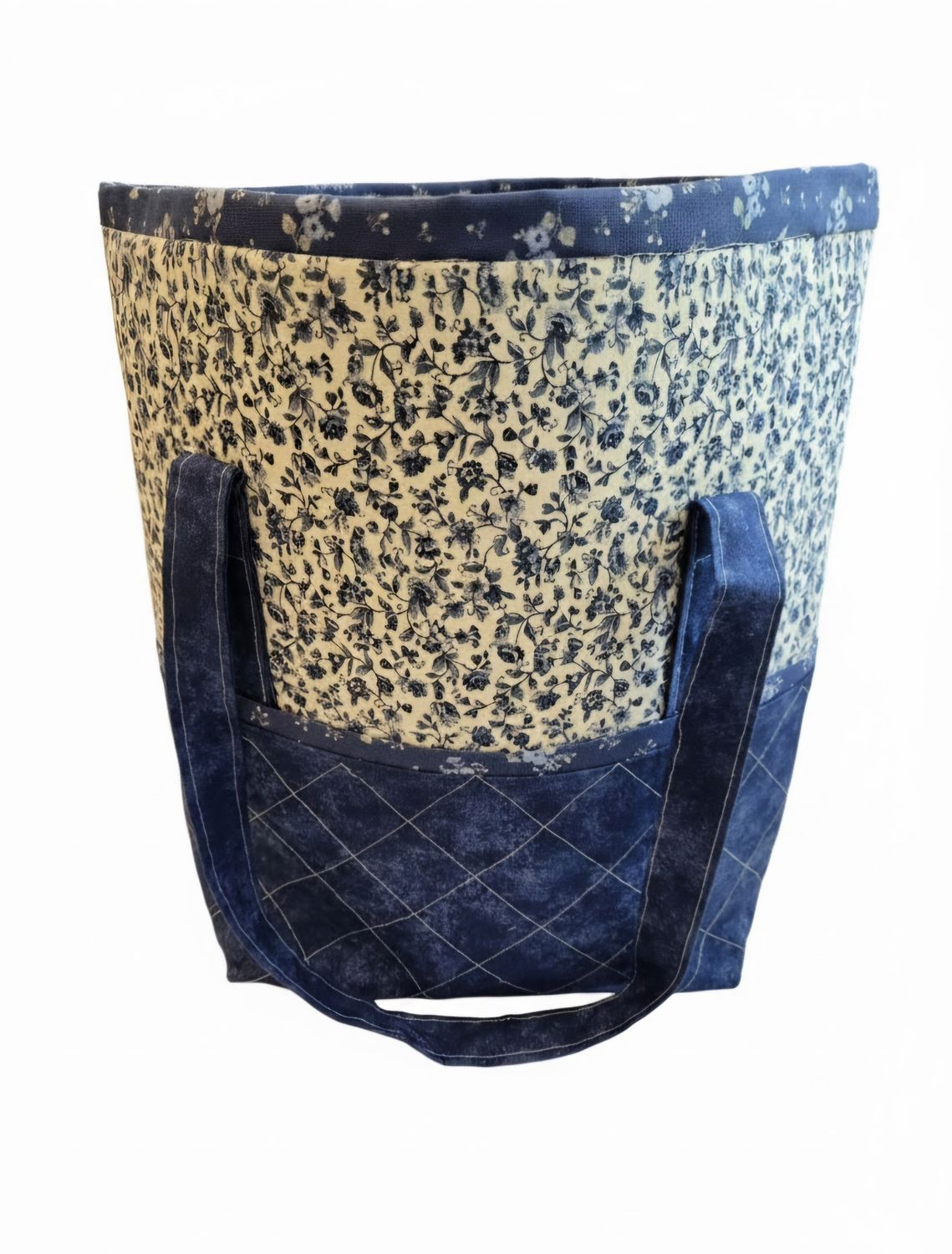 Blue &amp; White Floral  Traditional Tote