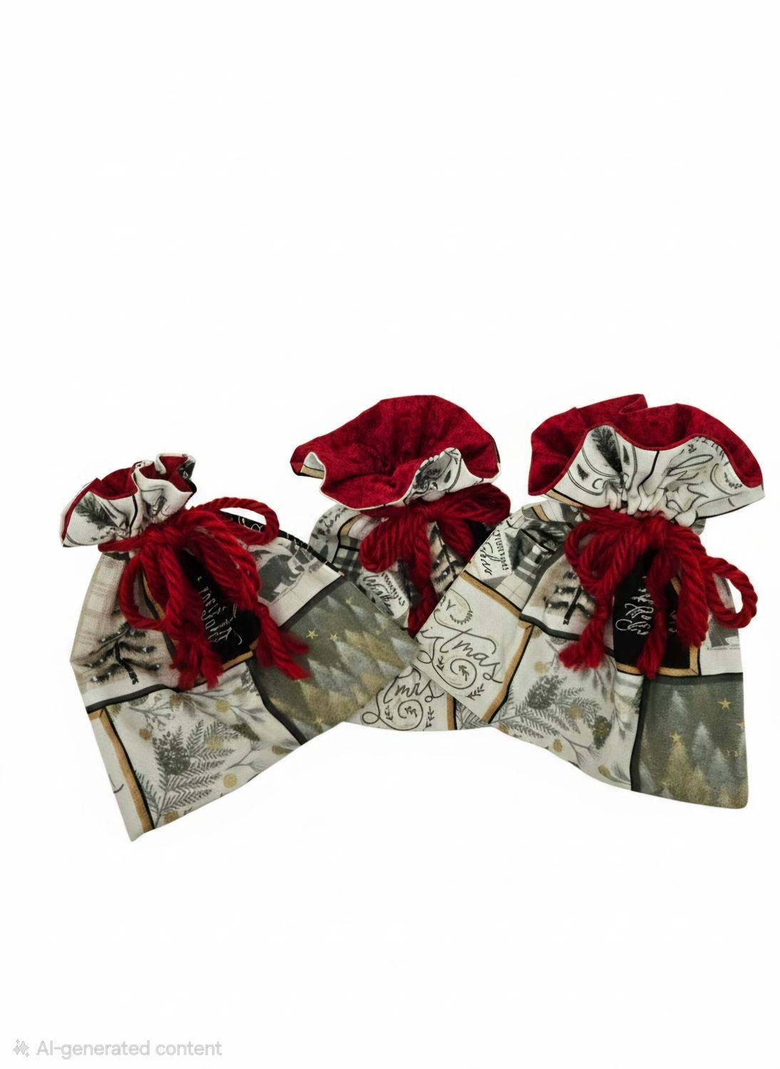 Christmas Gift Bag, Green and White, Small