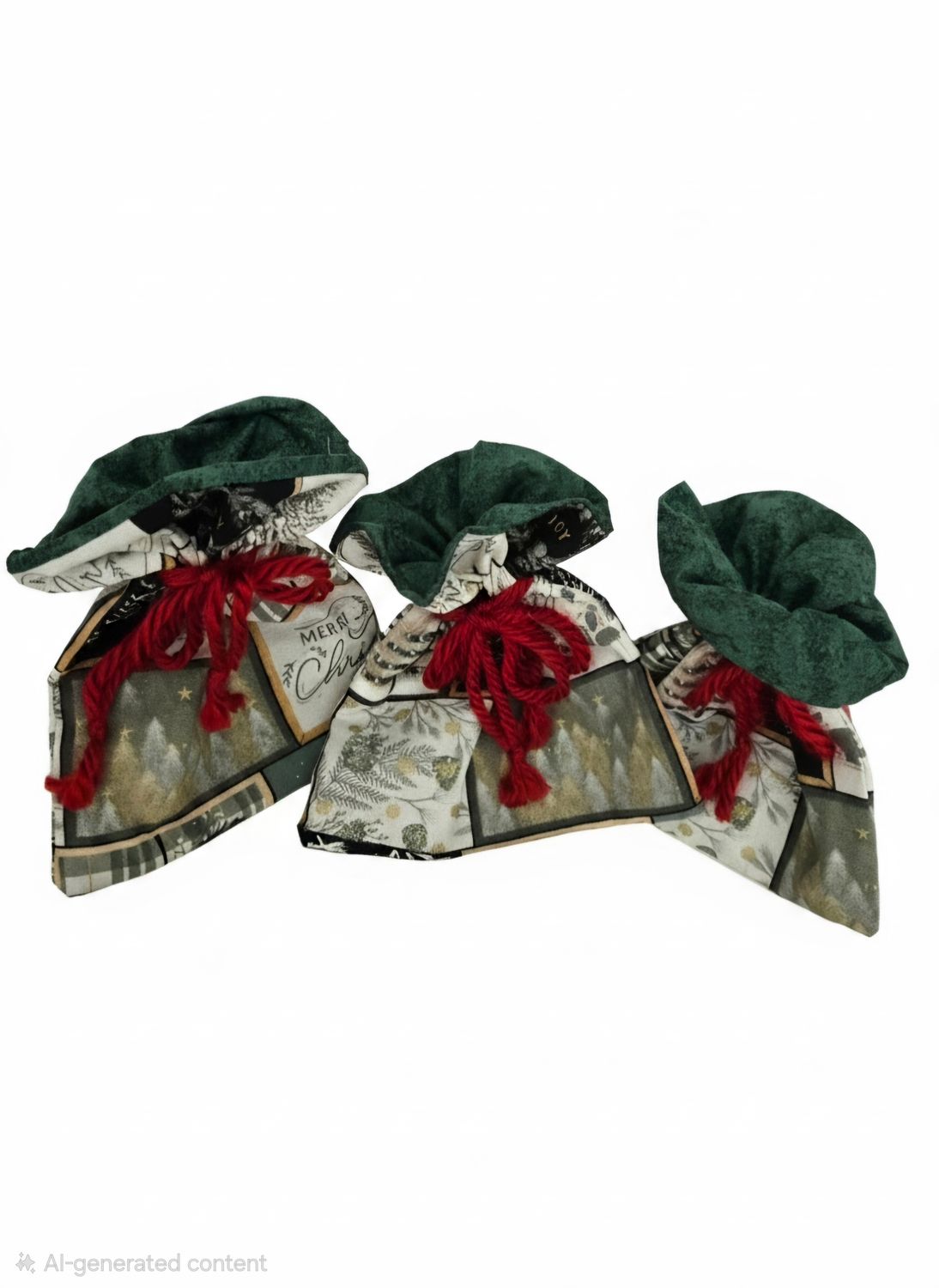 Christmas Gift Bag, Green and White, Size Small