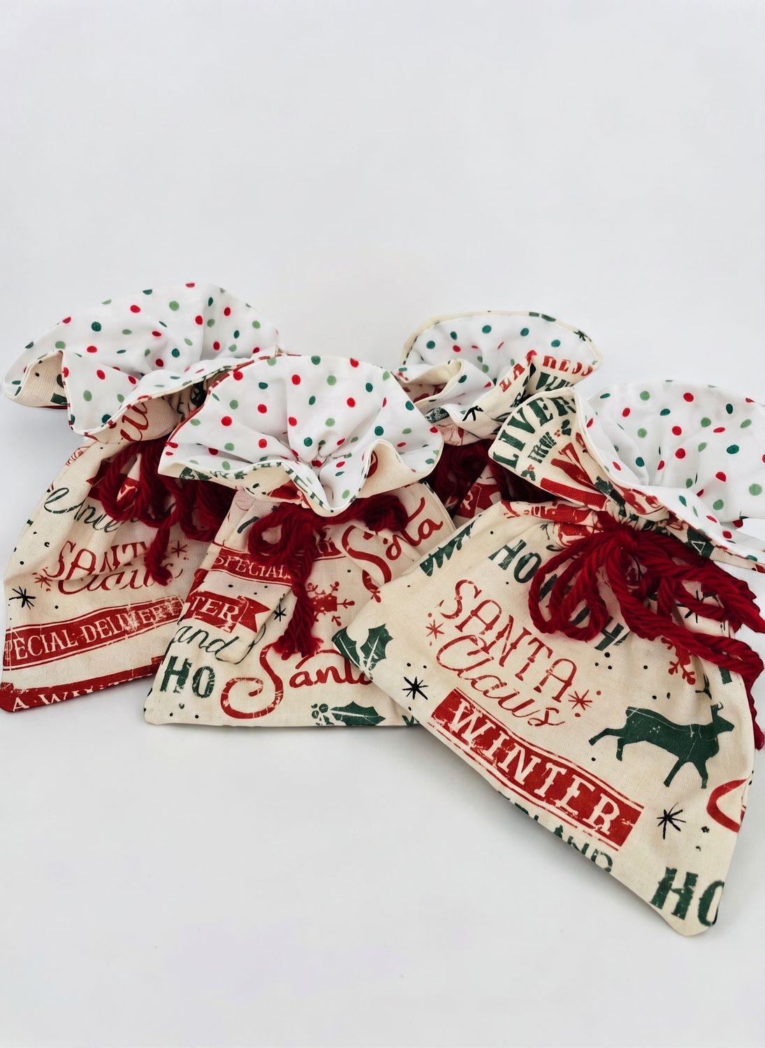 Christmas Gift Bag with Polka Dot Lining, Large