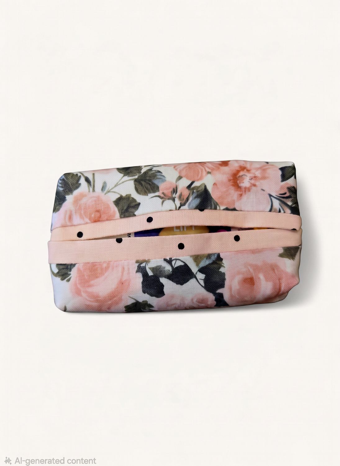 Pink Roses/Green Leaf Travel Tissue Holder