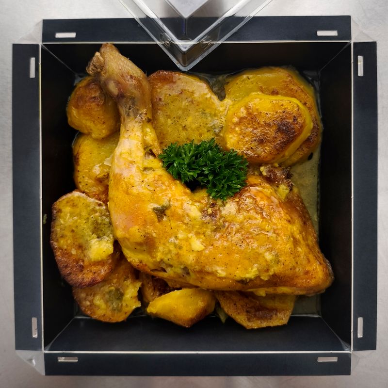 MUSLO de POLLO asado con Patatas