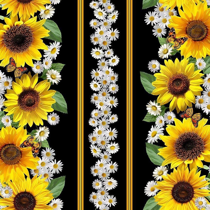 Advice from a Sunflower Collection - Sunflower &amp; Butterflies 11" Stripe