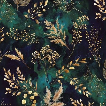 Midnight Flora-Deep Teal