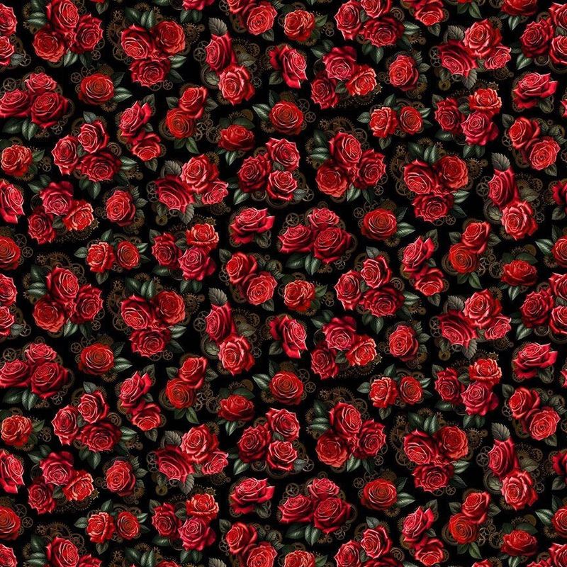 Down the Rabbit Hole Collection - Roses &amp; Clock Gears Black