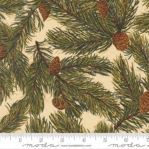 Merry Manor Metallic-Pinecones Cream