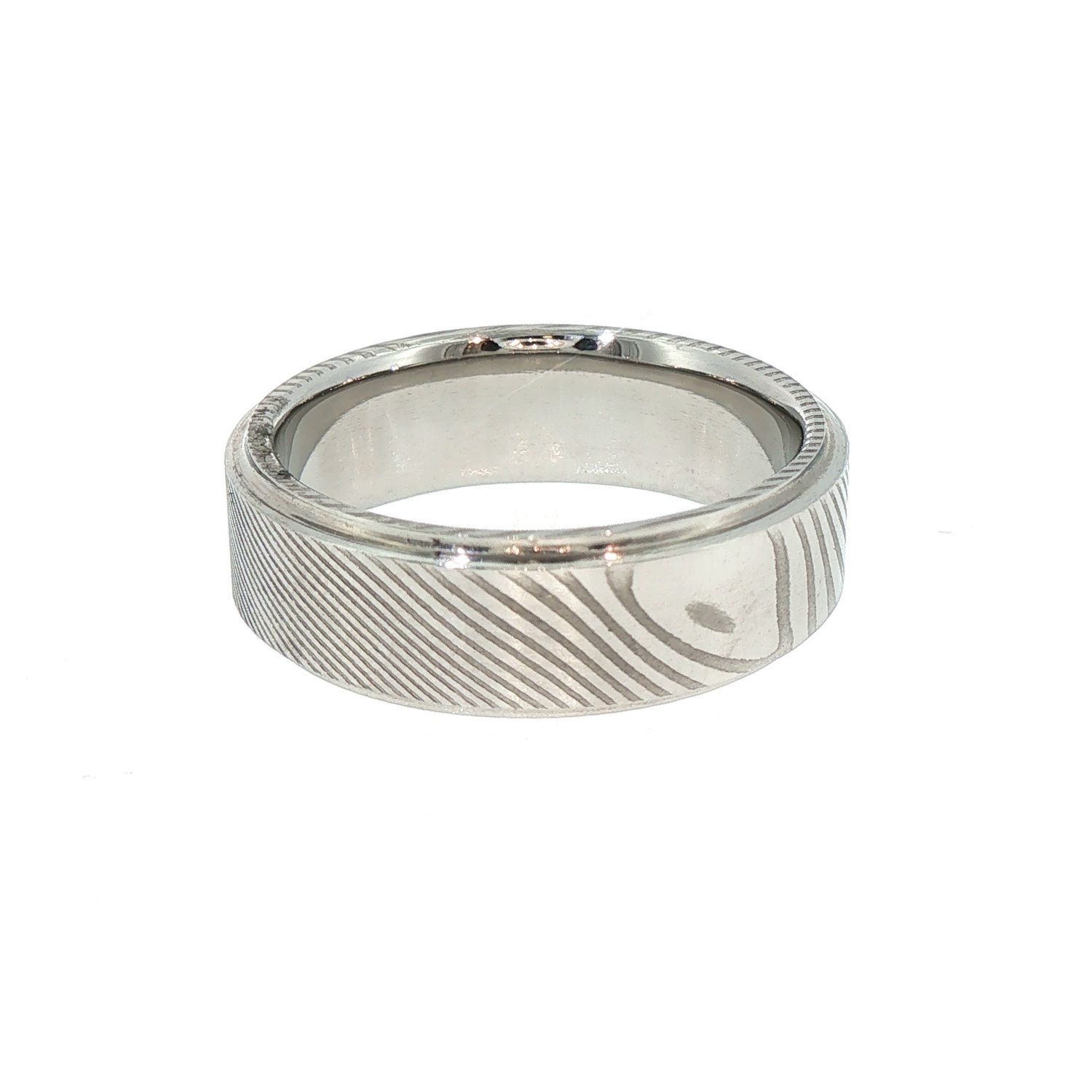 DS-STORM-STEP Damascus Steel Ring Storm's Eye Pattern 7mm Size 9.75