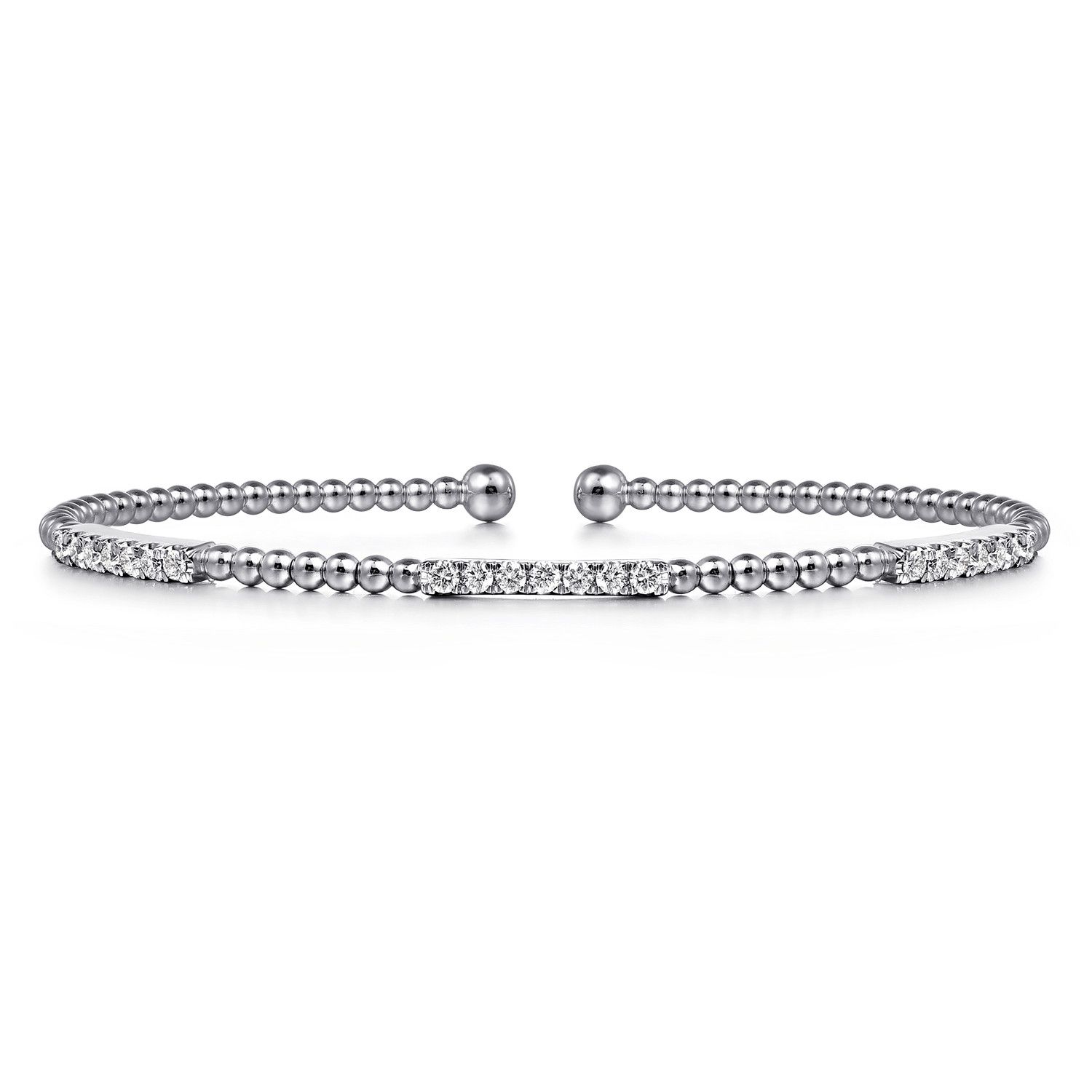 Bujukan Bead Cuff Bracelet with Diamond Pave Stations