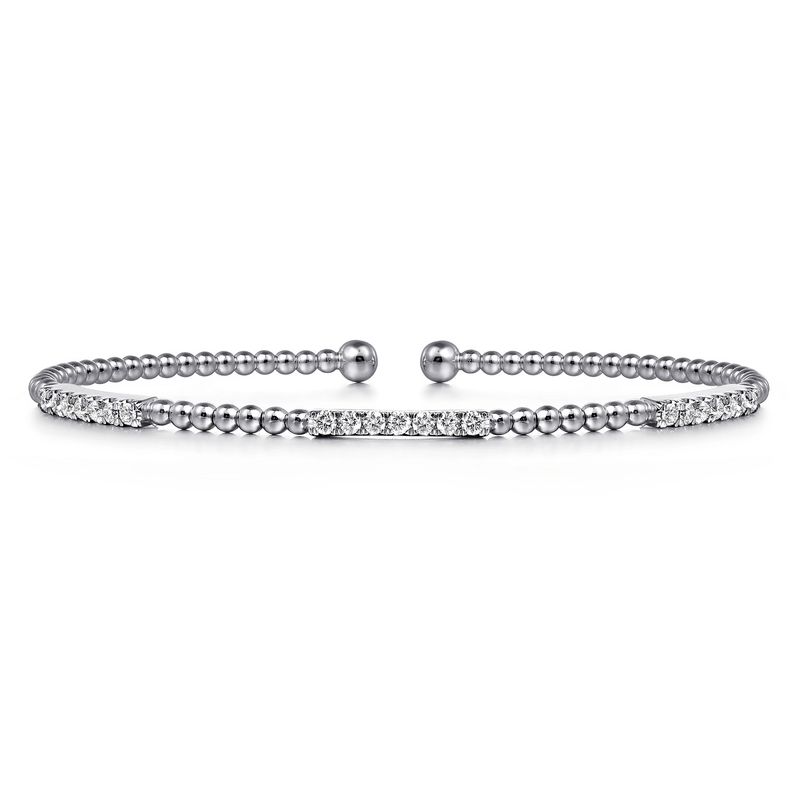 Bujukan Bead Cuff Bracelet with Diamond Pave Stations