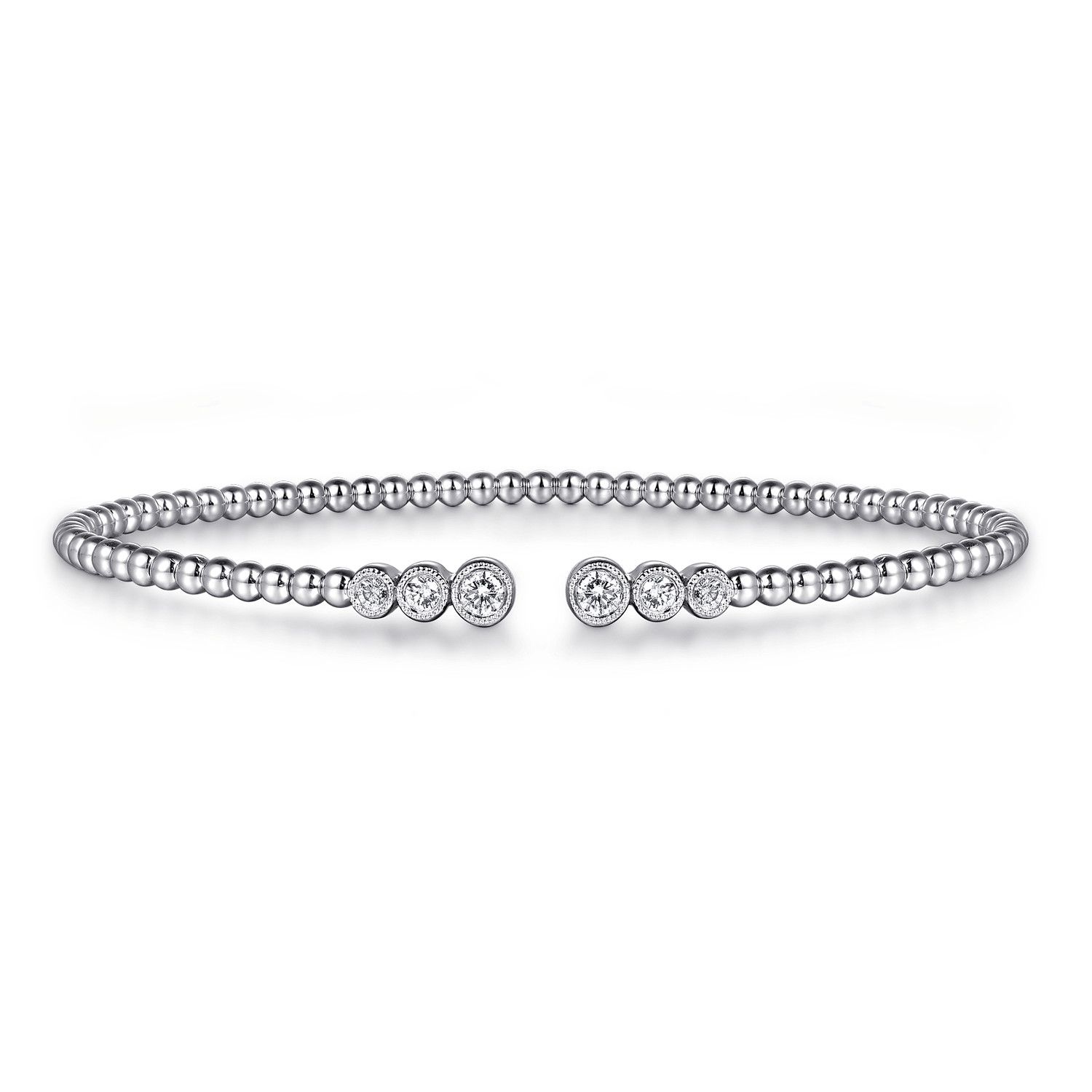 Bujukan Bead Split Cuff Bracelet with Bezel Set Diamonds