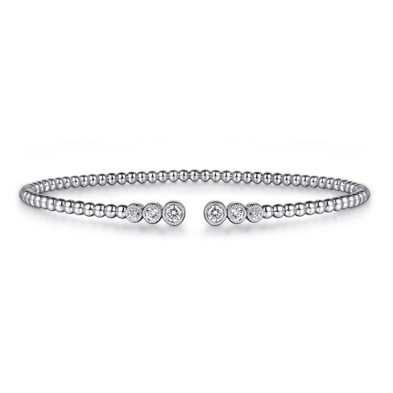 Bujukan Bead Split Cuff Bracelet with Bezel Set Diamonds