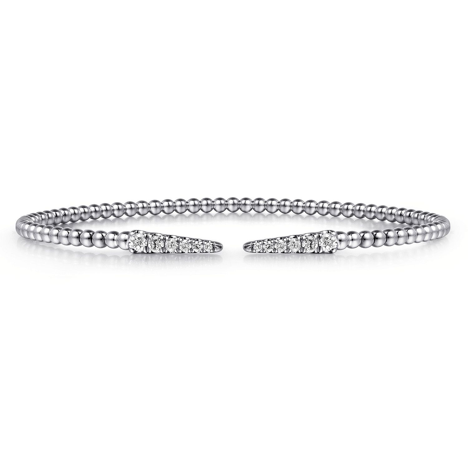 Split Bujukan Bead Cuff Bracelet with Diamond Pave Spikes
